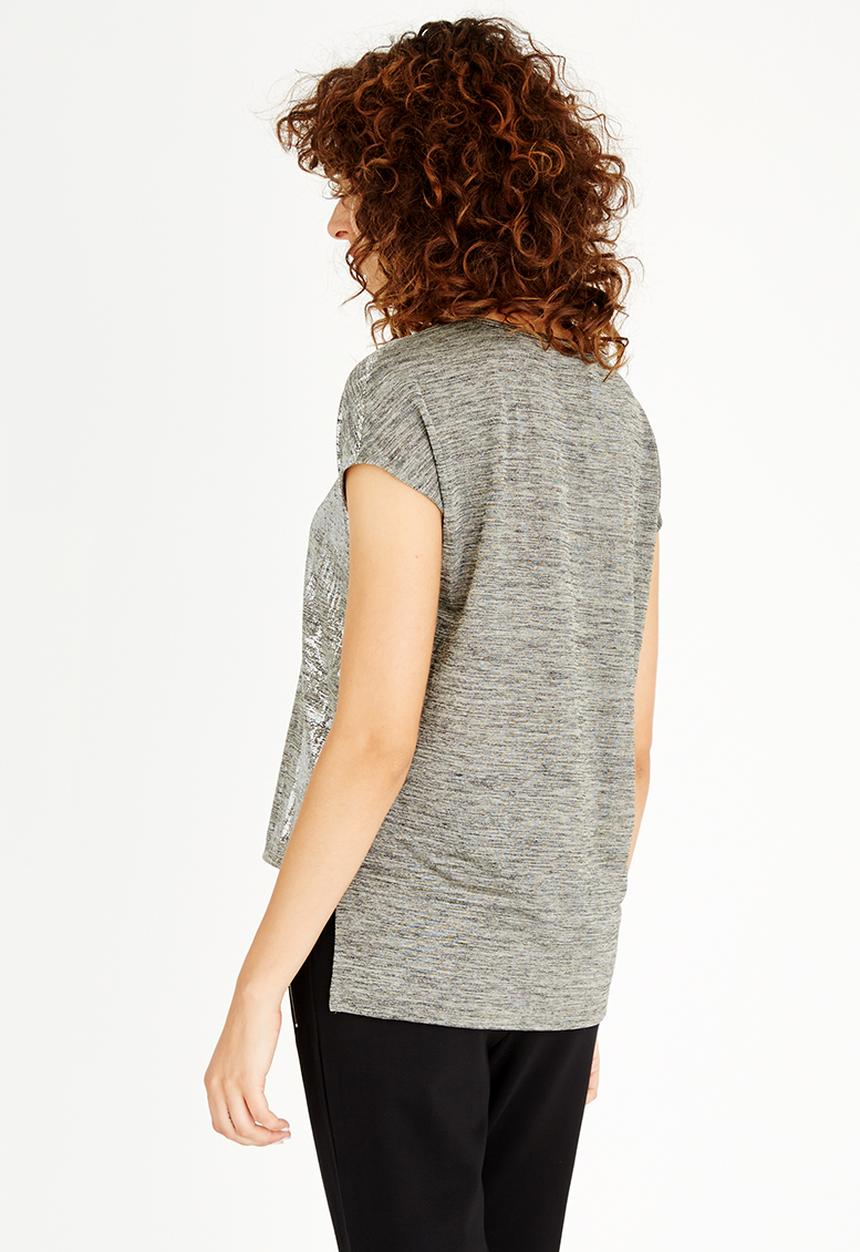 ONLY - Pearl Short Sleeve Shimmer Top Silver