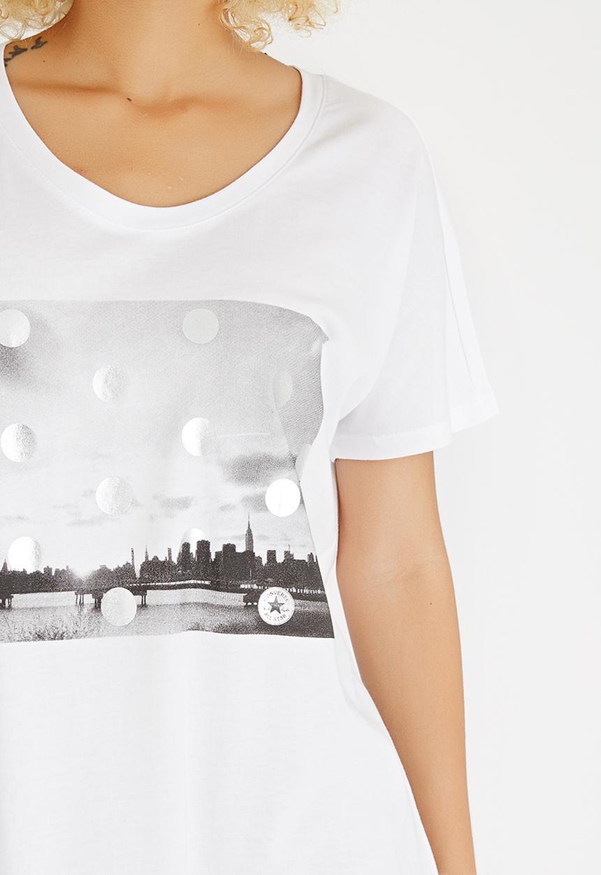 Converse - Metallic Photo Femme Tee White