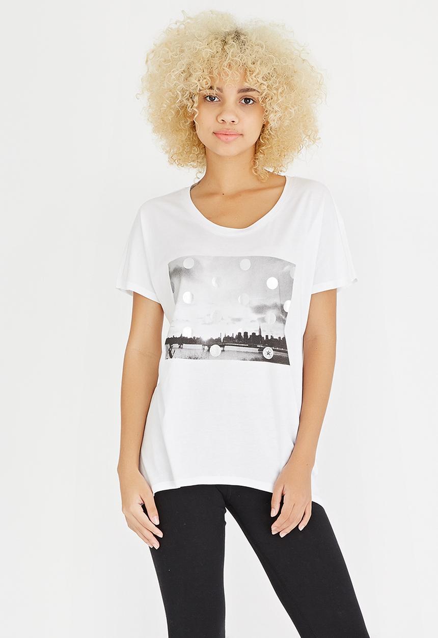 Converse - Metallic Photo Femme Tee White