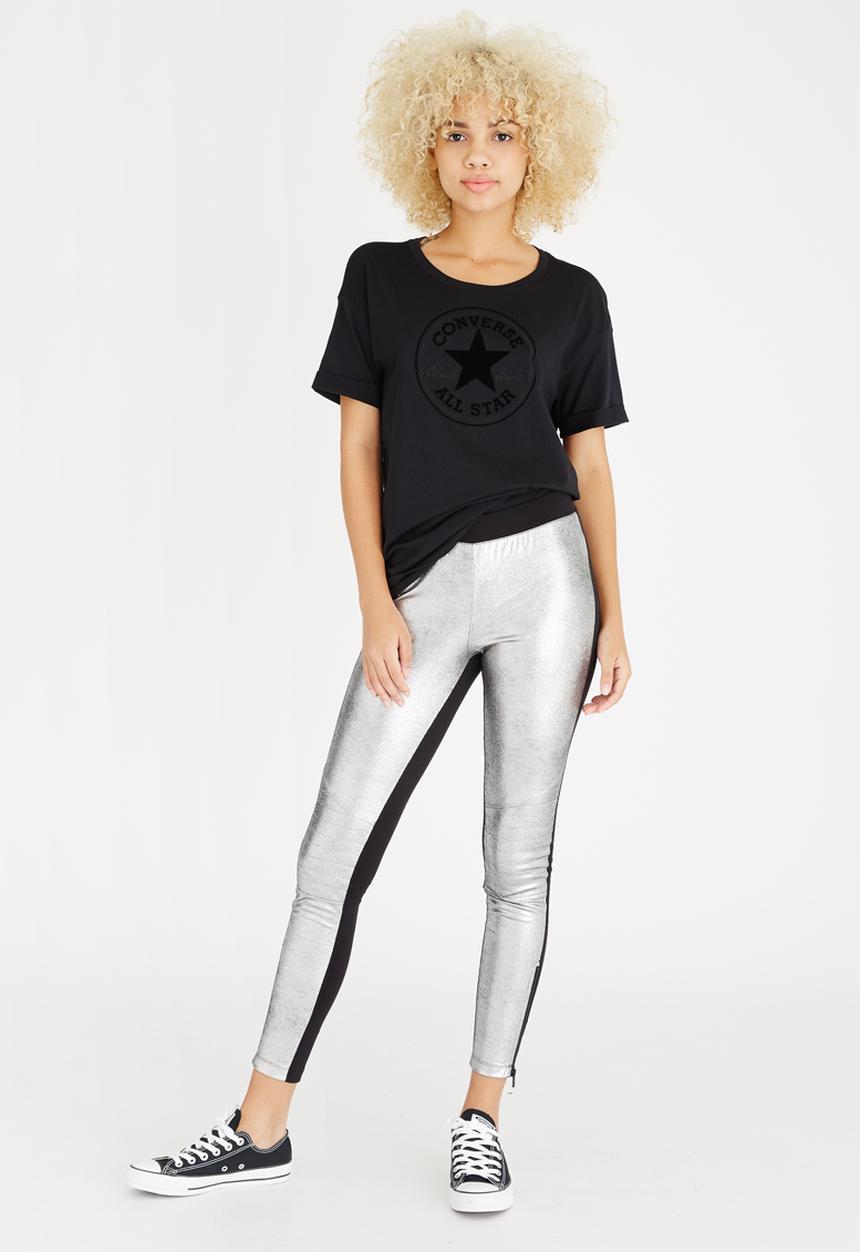Converse - Metallic Moto Leggings Silver