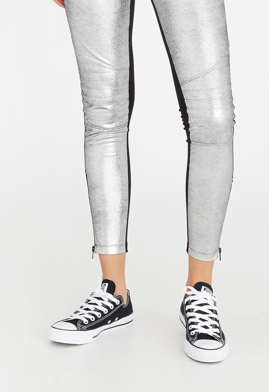 Converse - Metallic Moto Leggings Silver
