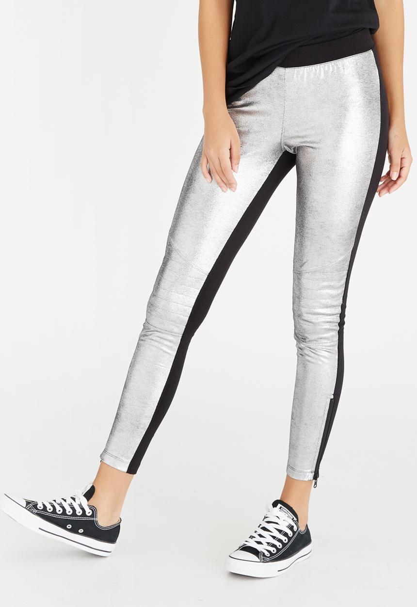 Converse - Metallic Moto Leggings Silver
