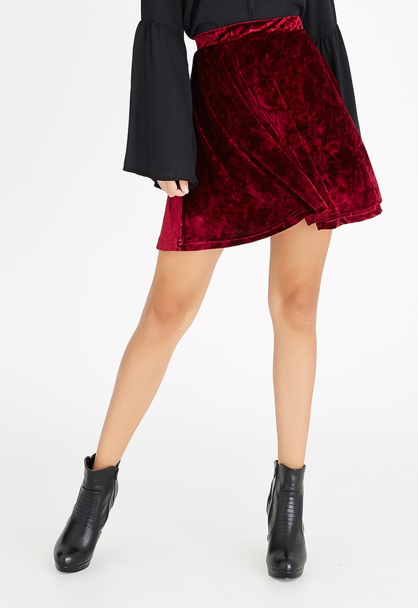 c(inch) - Skater Mini Skirt Dark Red