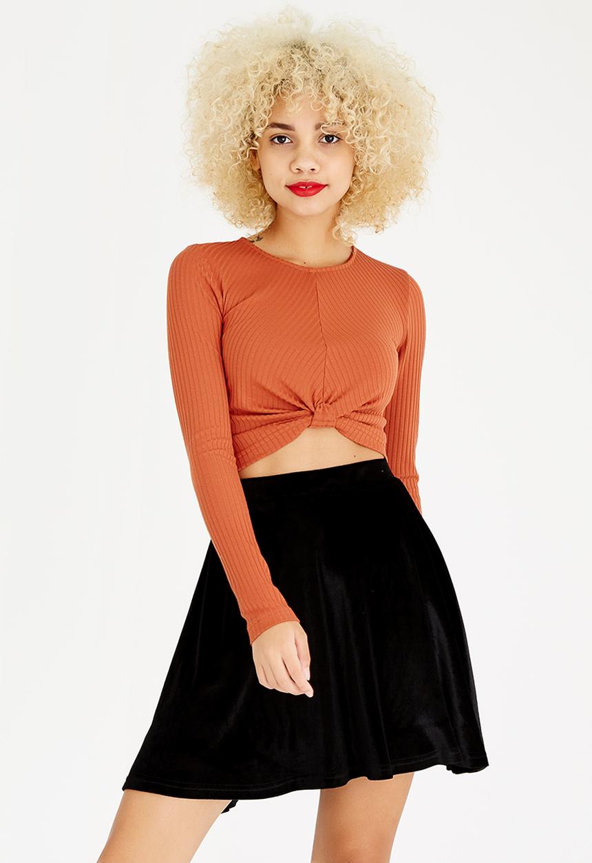 c(inch) - Knot Detail Crop Top Mid Brown