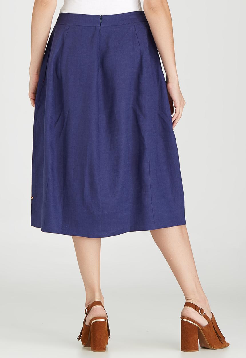 Jenja - Linen Dart Detail Skirt Navy