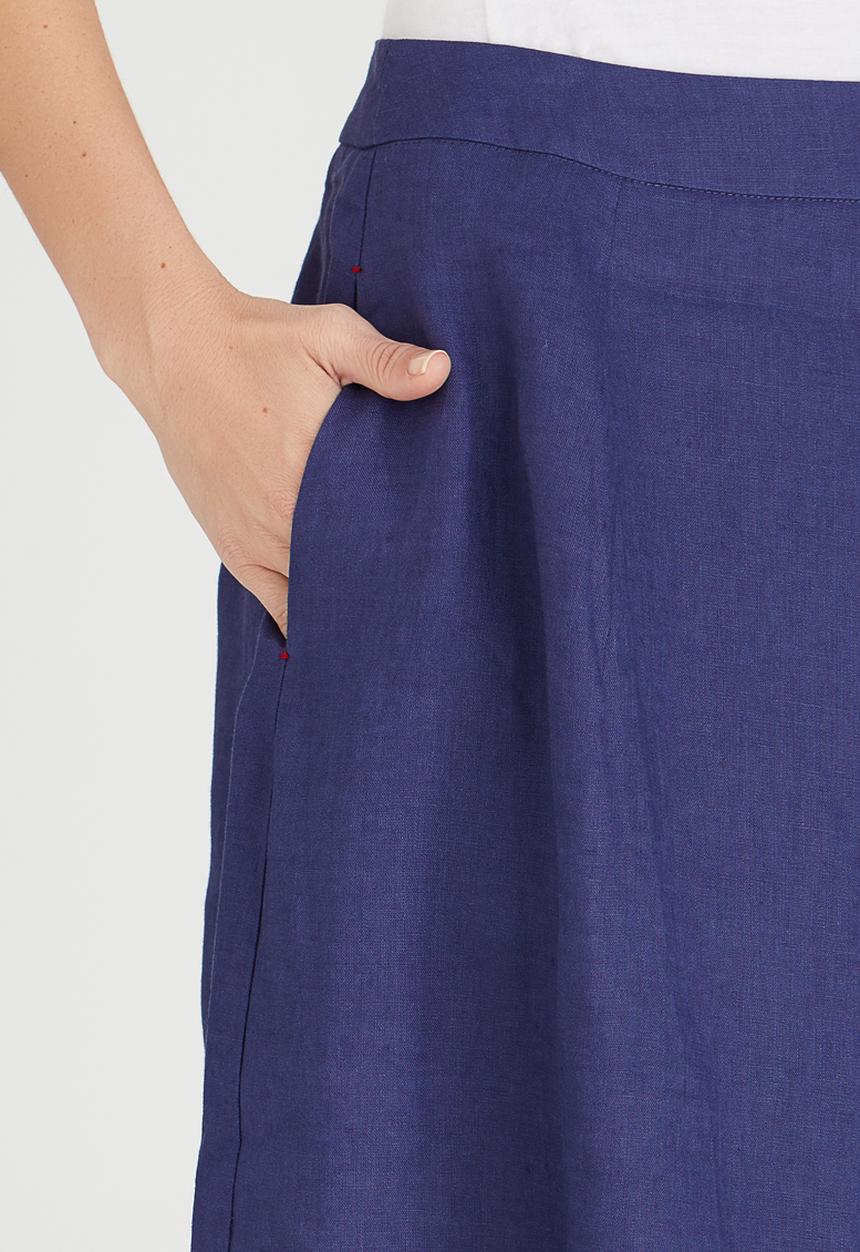 Jenja - Linen Dart Detail Skirt Navy
