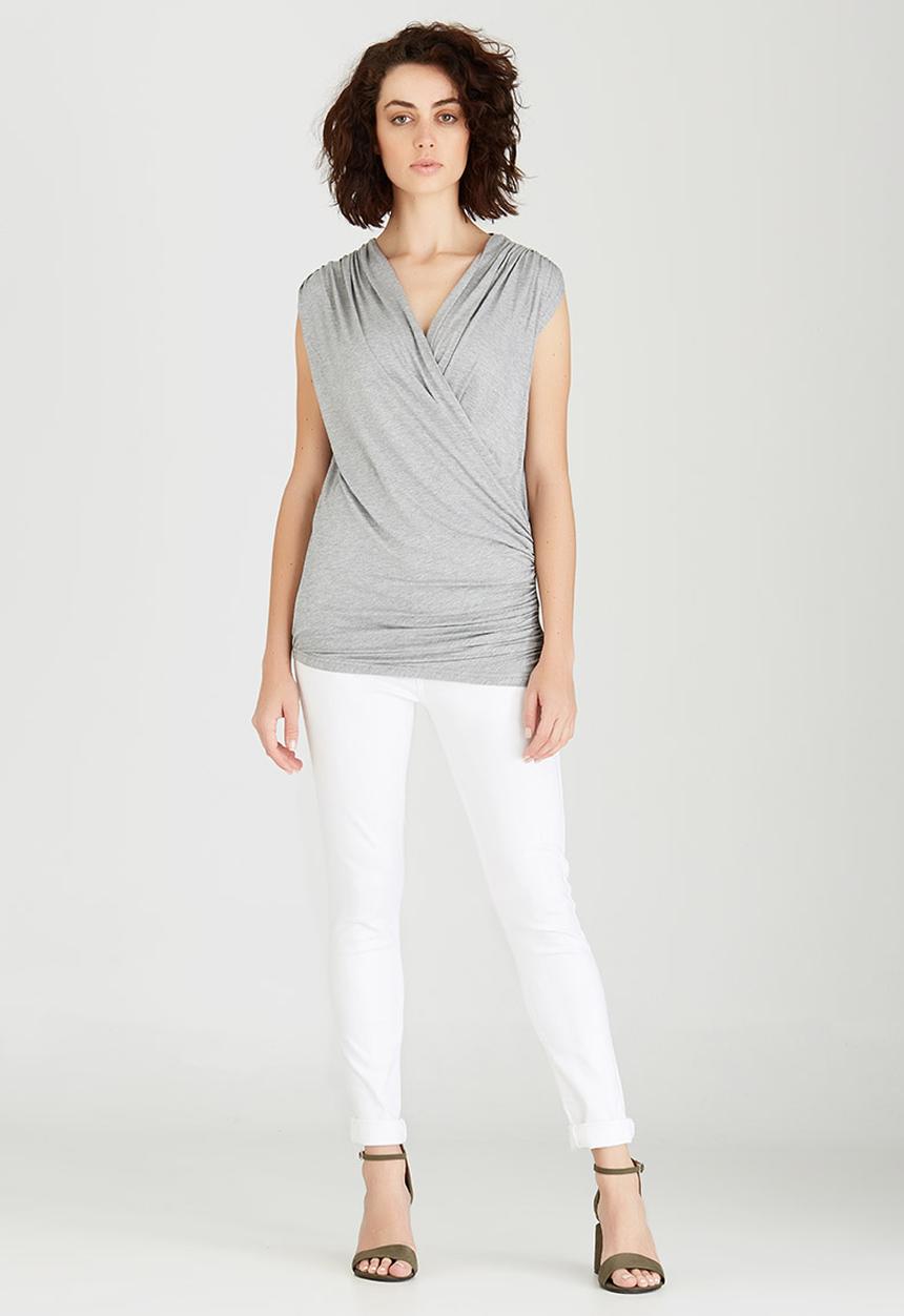 edit - Cross-over Top Grey