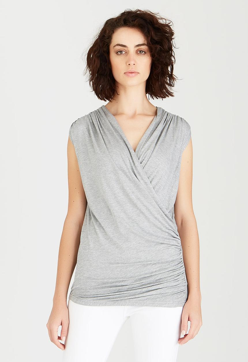 edit - Cross-over Top Grey