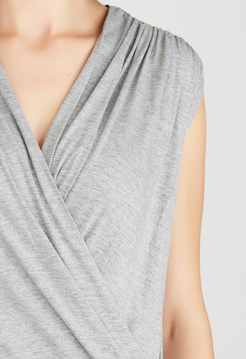 edit - Cross-over Top Grey