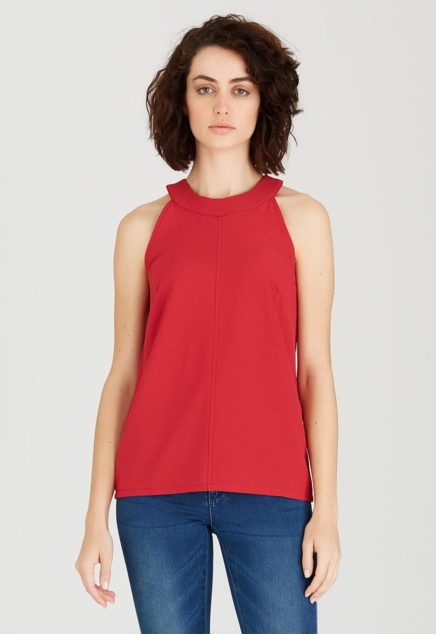 edit - Woven Halterneck Top Red