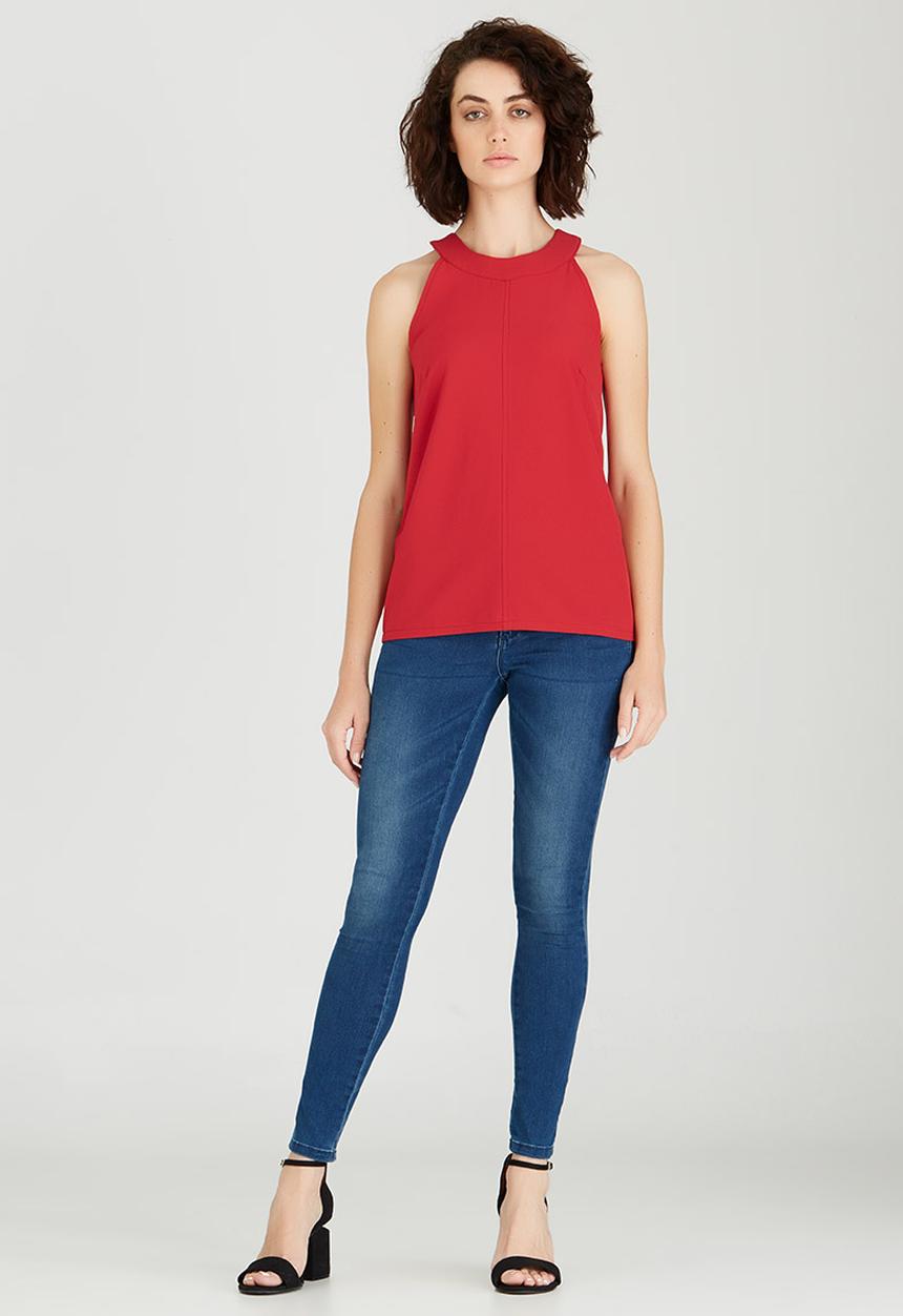 edit - Woven Halterneck Top Red