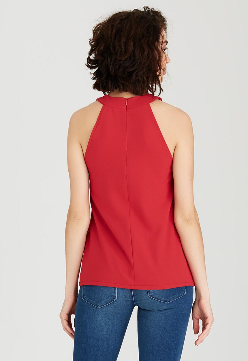 edit - Woven Halterneck Top Red