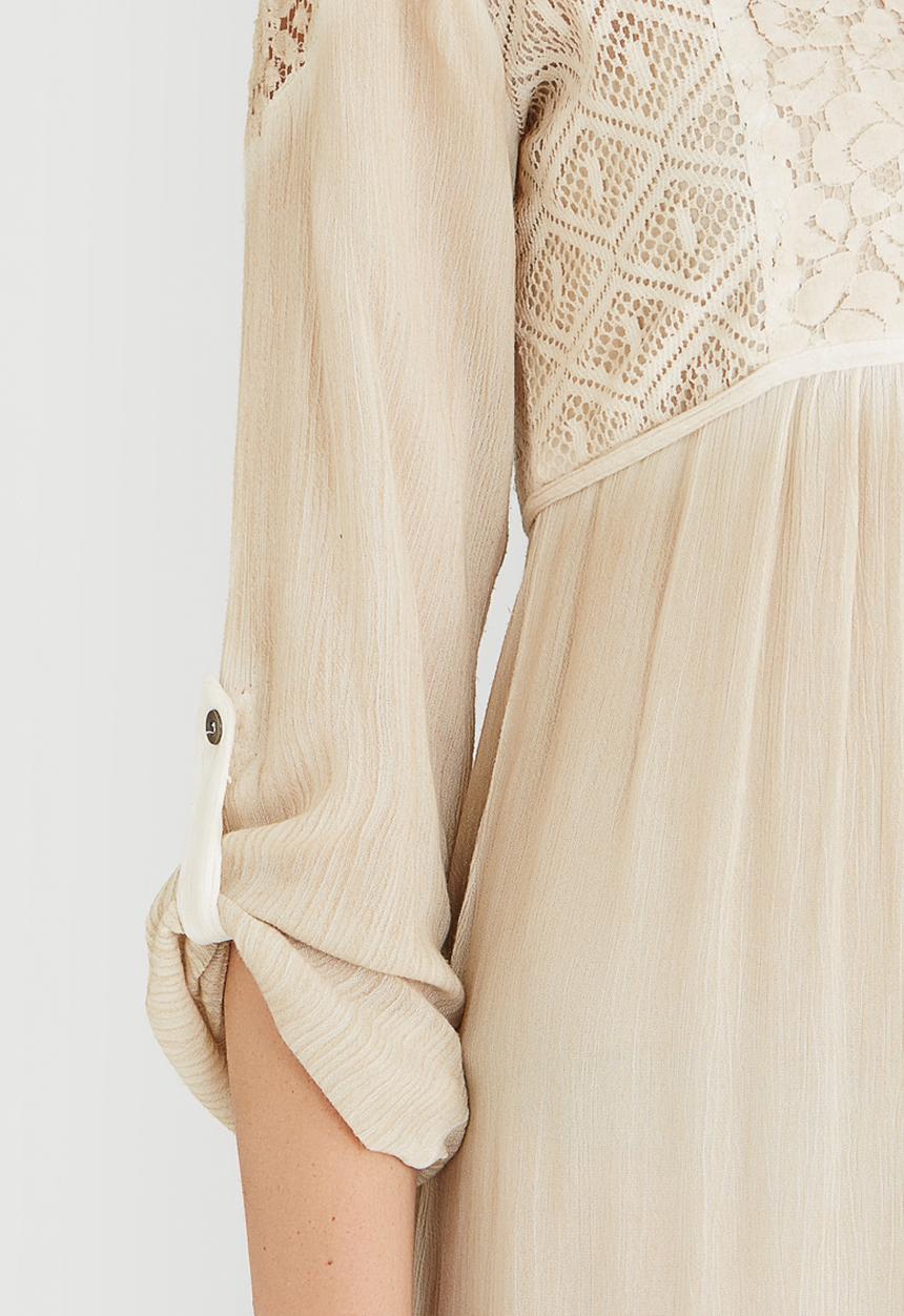 G Couture - Mixed Fabric Tunic Dress Stone