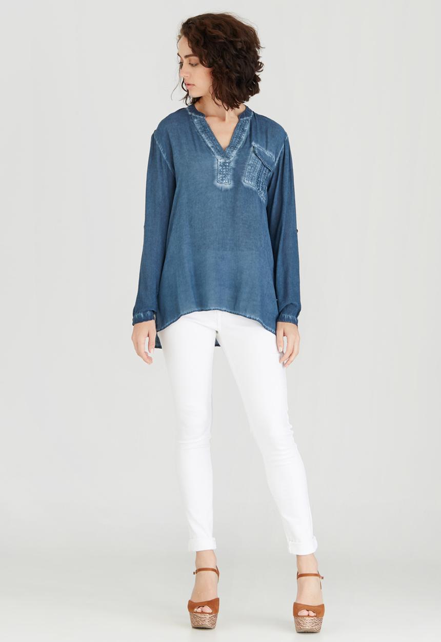 G Couture - One Pocket Blouse Blue