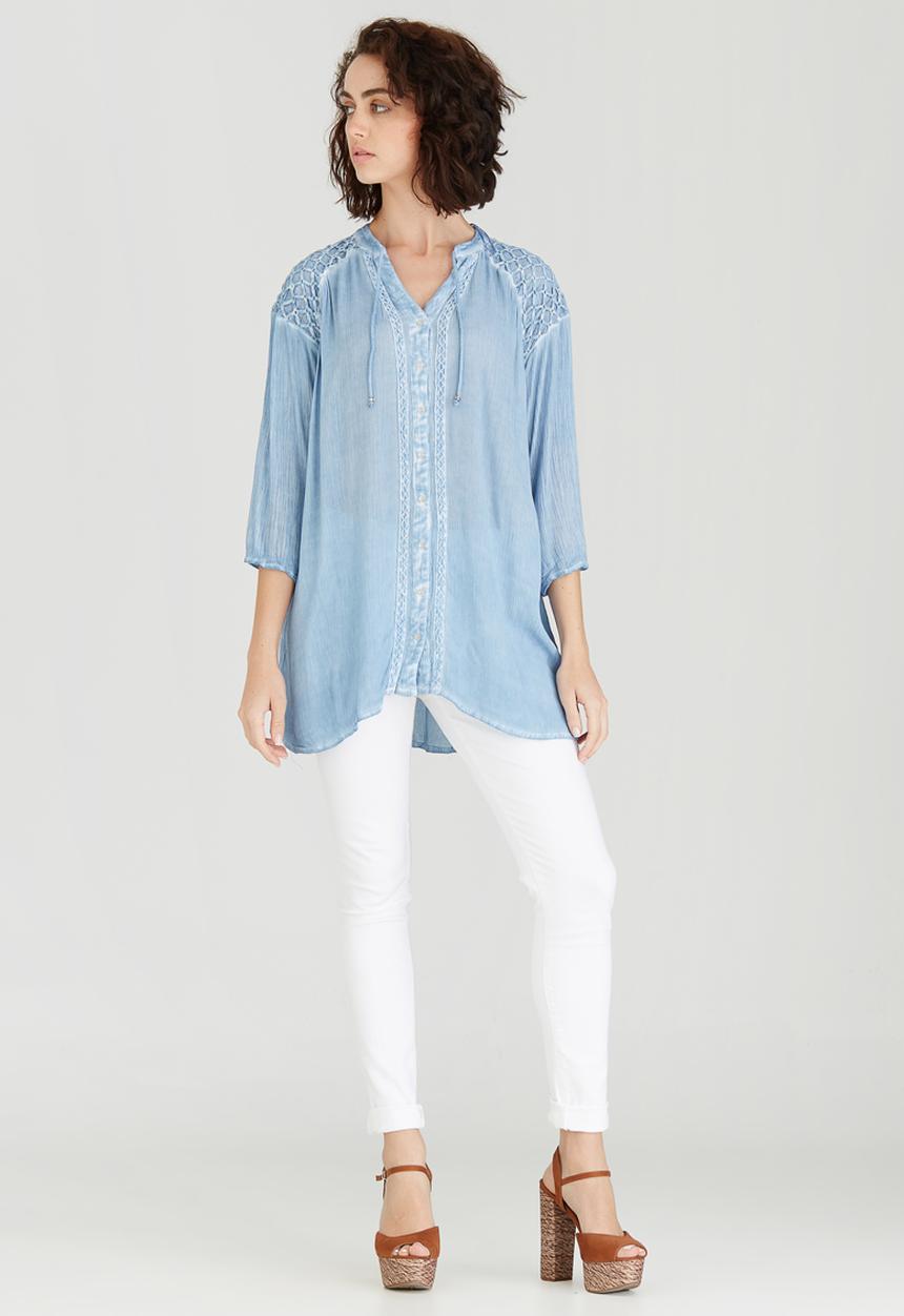 G Couture - Crushed Gypsy Top Pale Blue