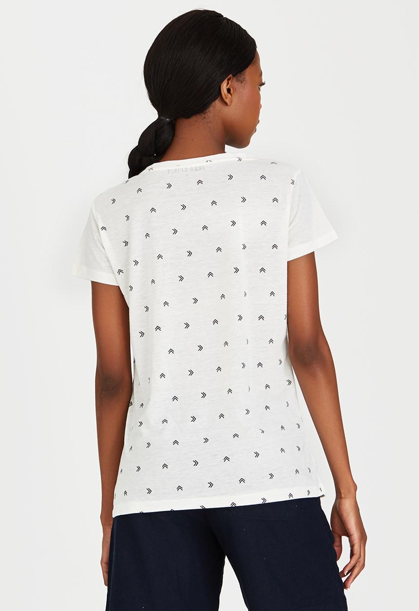 JEEP - Printed Linen Fashion Tee Off White