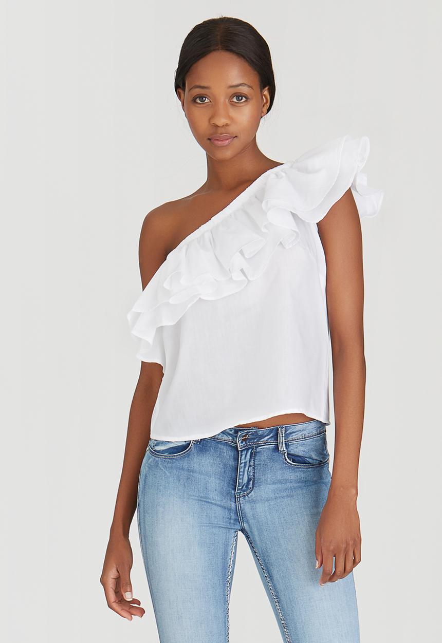 STYLE REPUBLIC - One Shoulder Blouse White