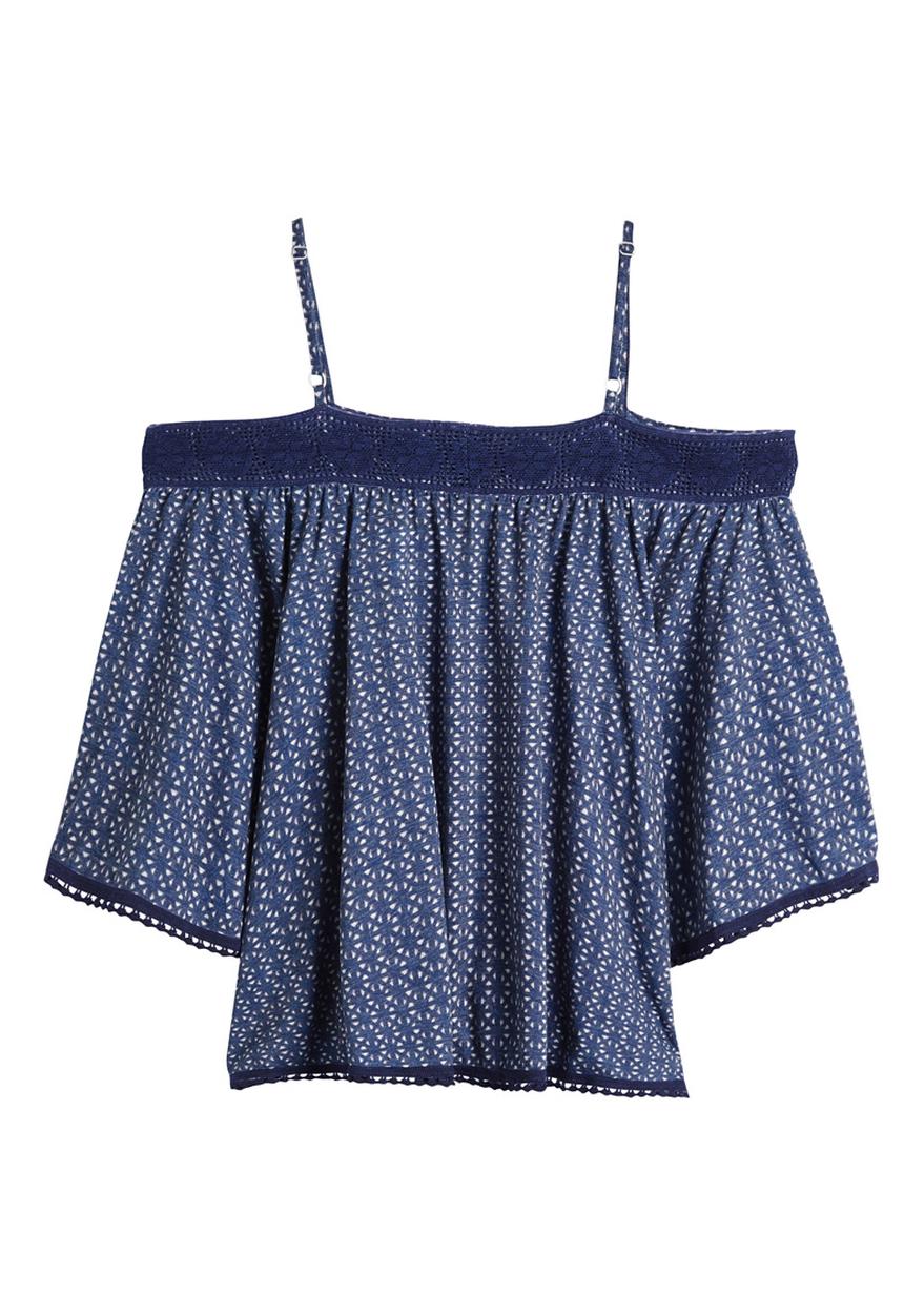 Next - Off-the-shoulder Lace Top Blue/White Blue and White