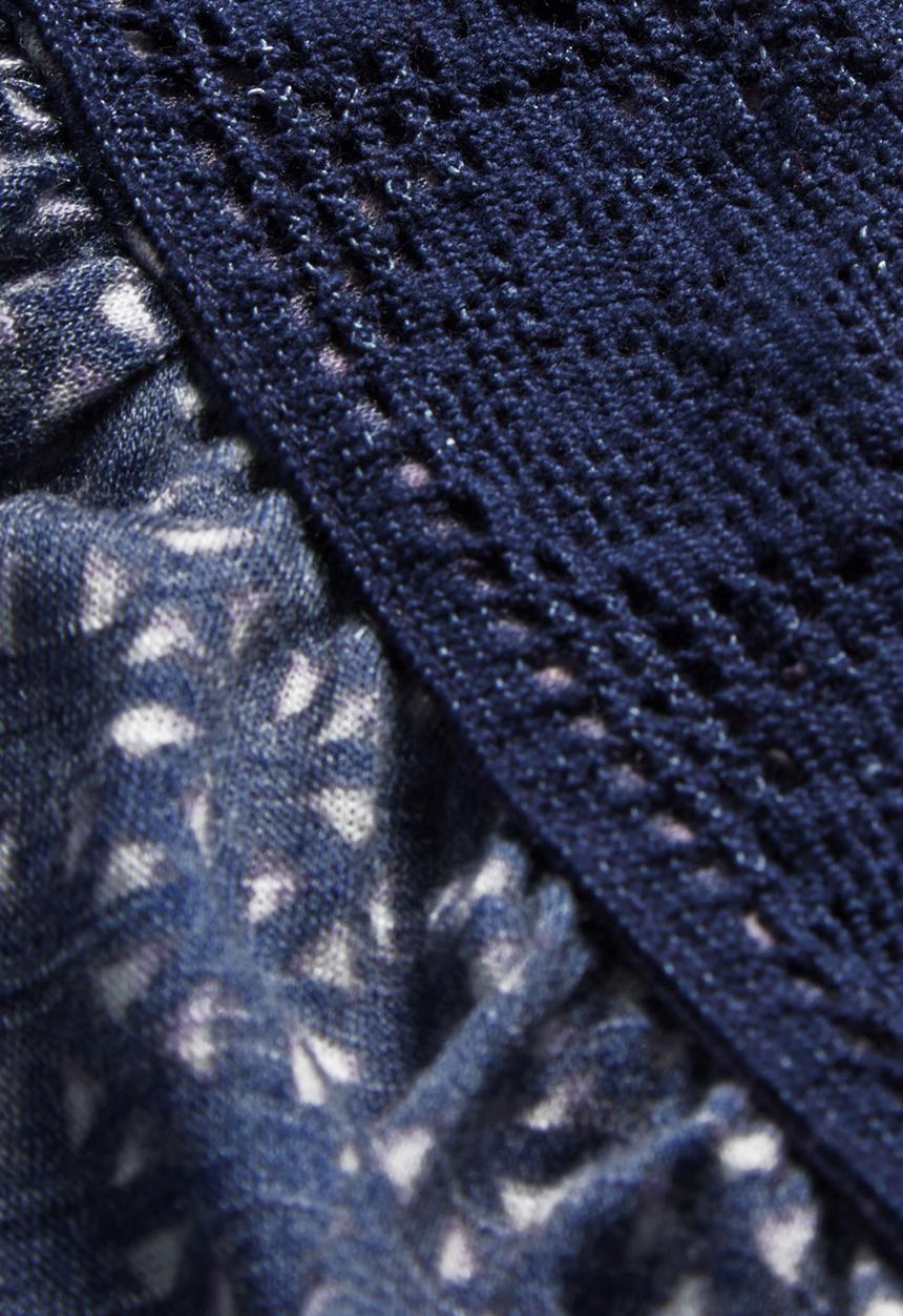 Next - Off-the-shoulder Lace Top Blue/White Blue and White