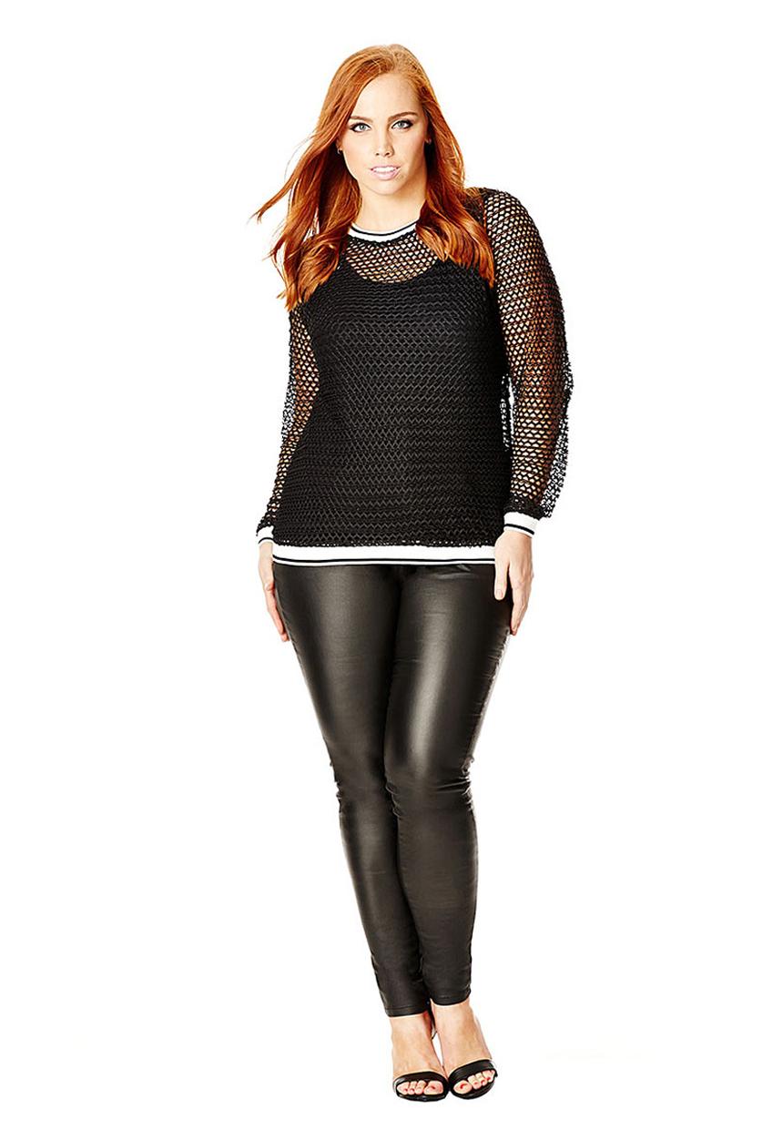 City Chic - Sports Star Top Black/White