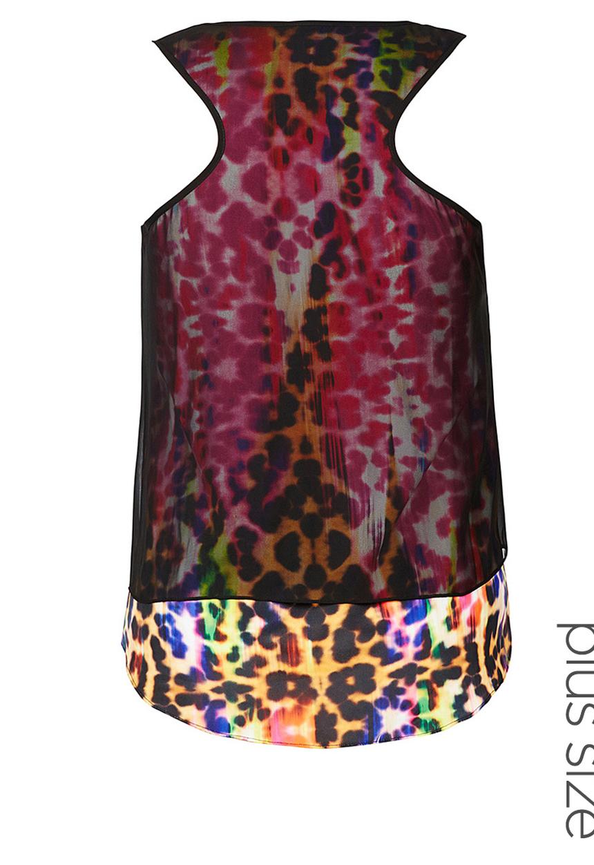 City Chic - Layered neon animal-print top  Multi-colour