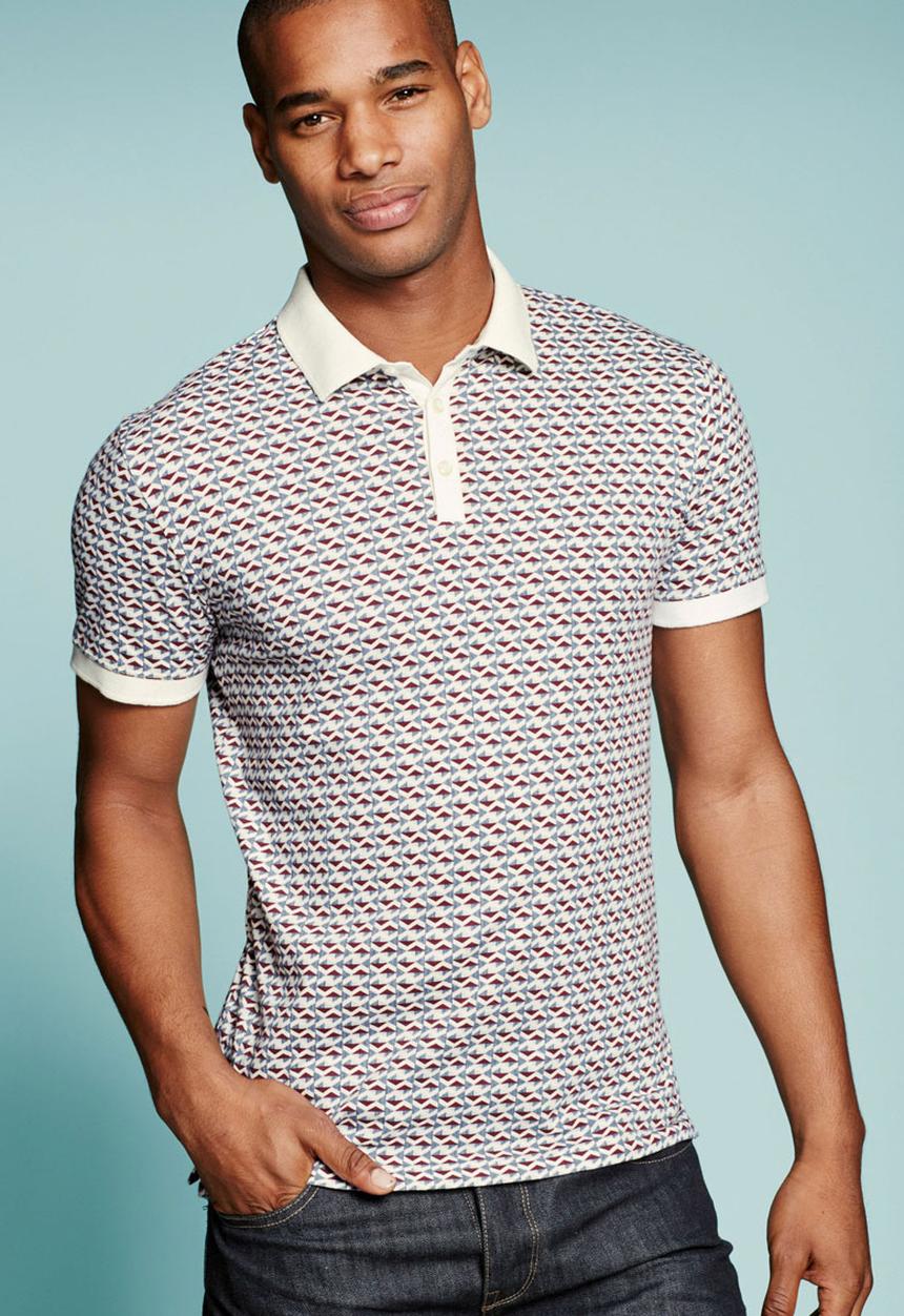 Next - Geo-print Polo Shirt Beige