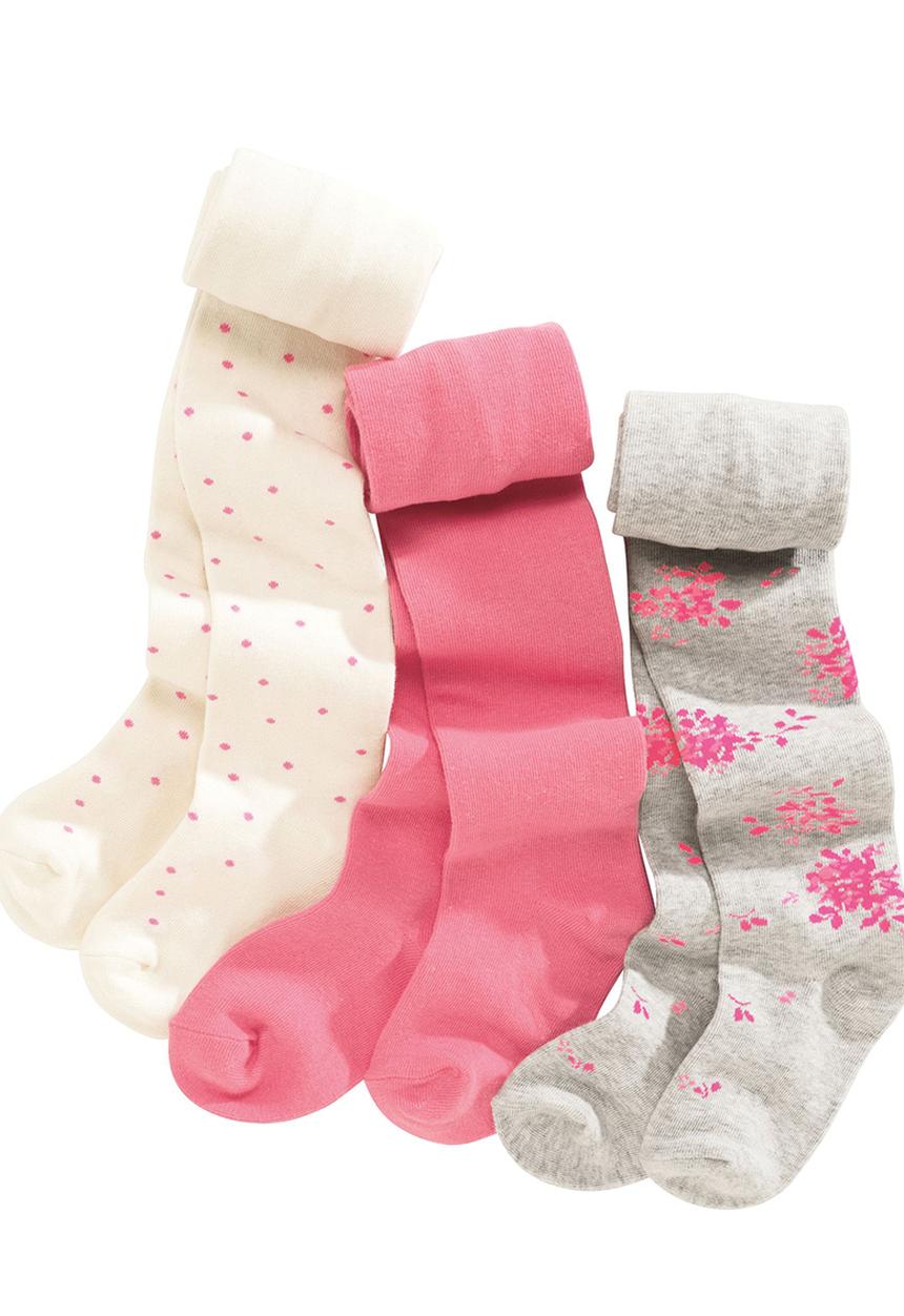 Next - 3-pack Floral and Spot Tights Multi-colour