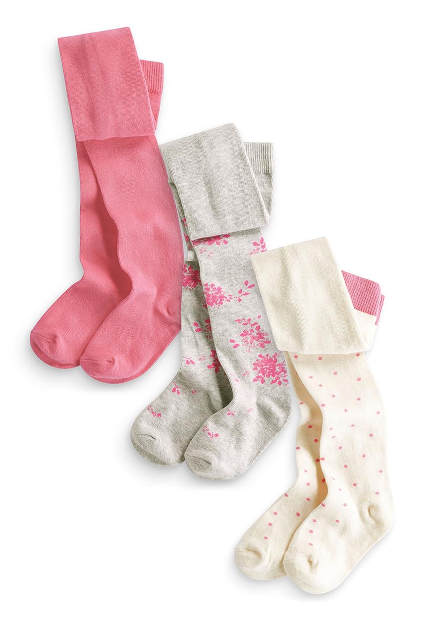 Next - 3-pack Floral and Spot Tights Multi-colour