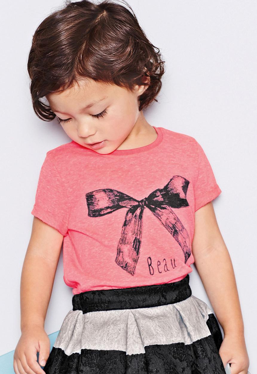Next - Fluro pink bow t-shirt Mid Pink