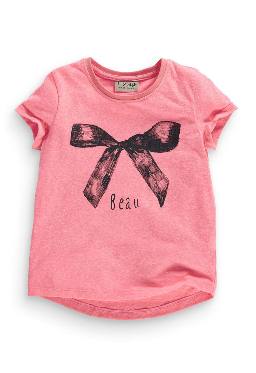 Next - Fluro pink bow t-shirt Mid Pink