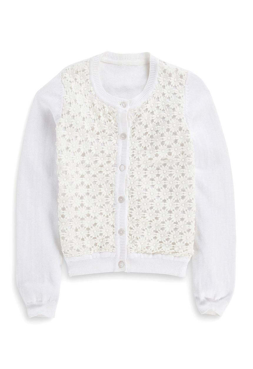 Next - Daisy Crochet Cardigan White