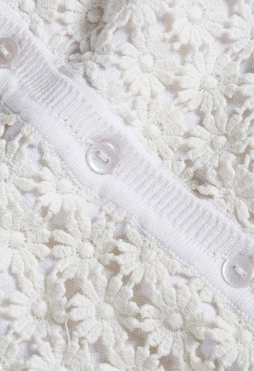 Next - Daisy Crochet Cardigan White