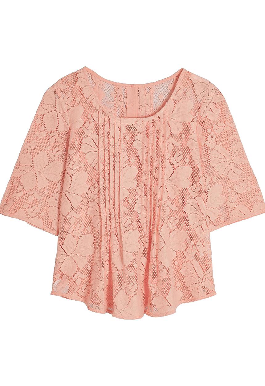 Next - Lace pintuck blouse Mid Pink