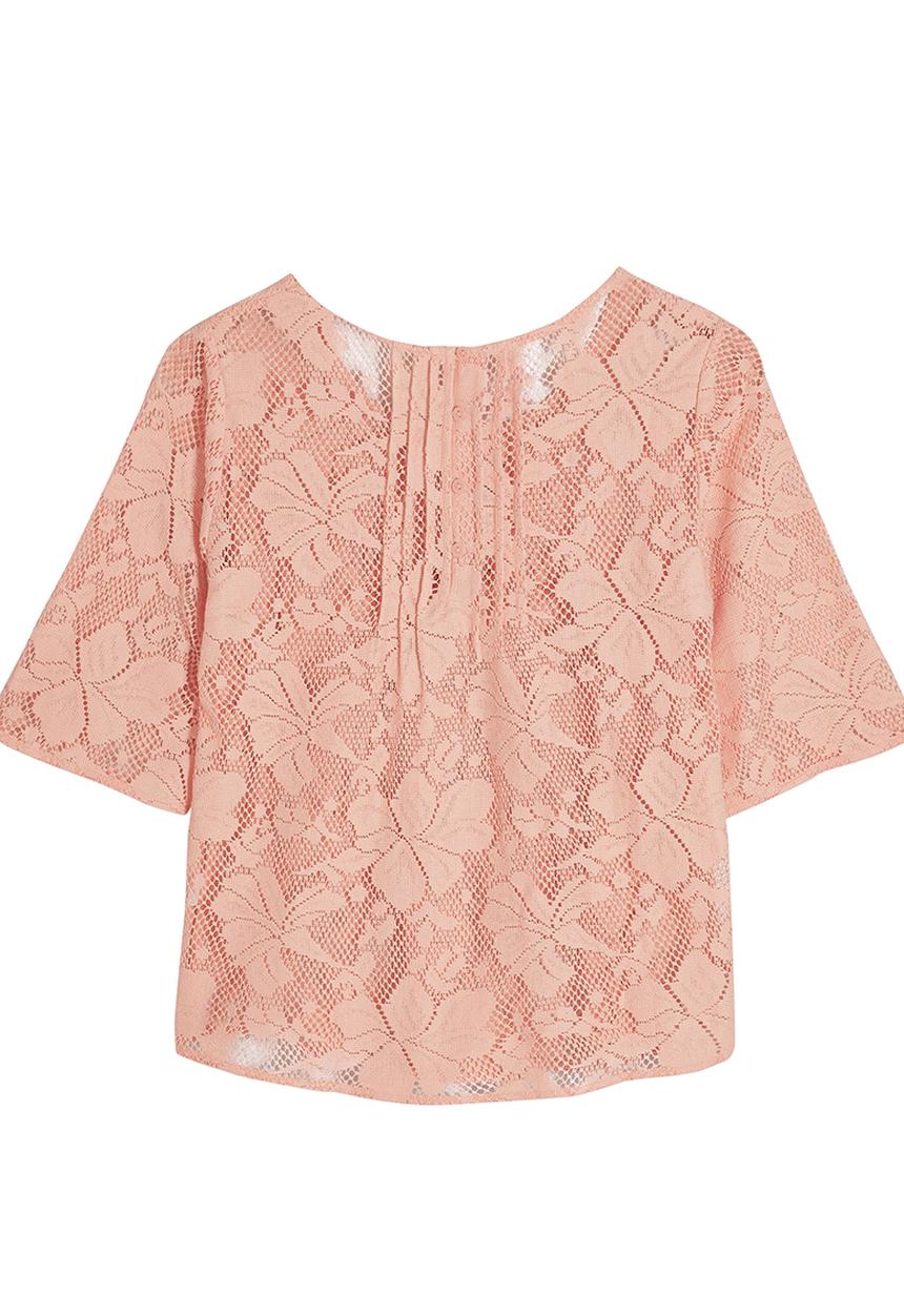 Next - Lace pintuck blouse Mid Pink