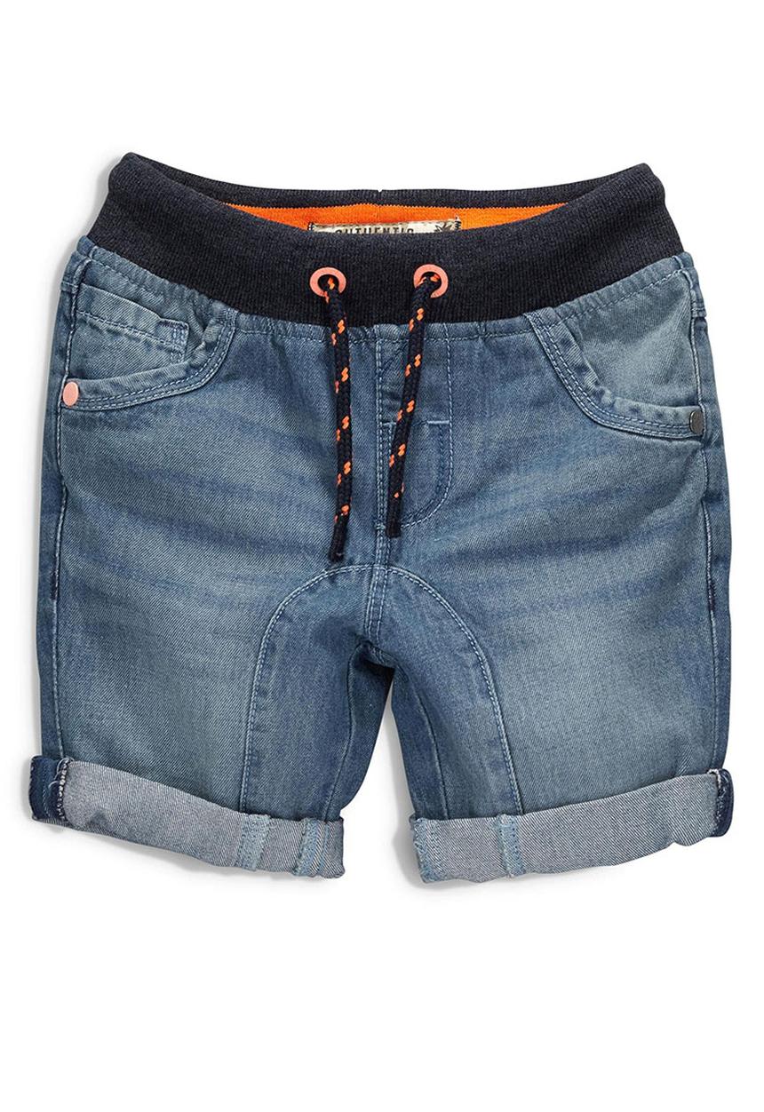 Next - Rib Waist Denim Shorts Mid Blue