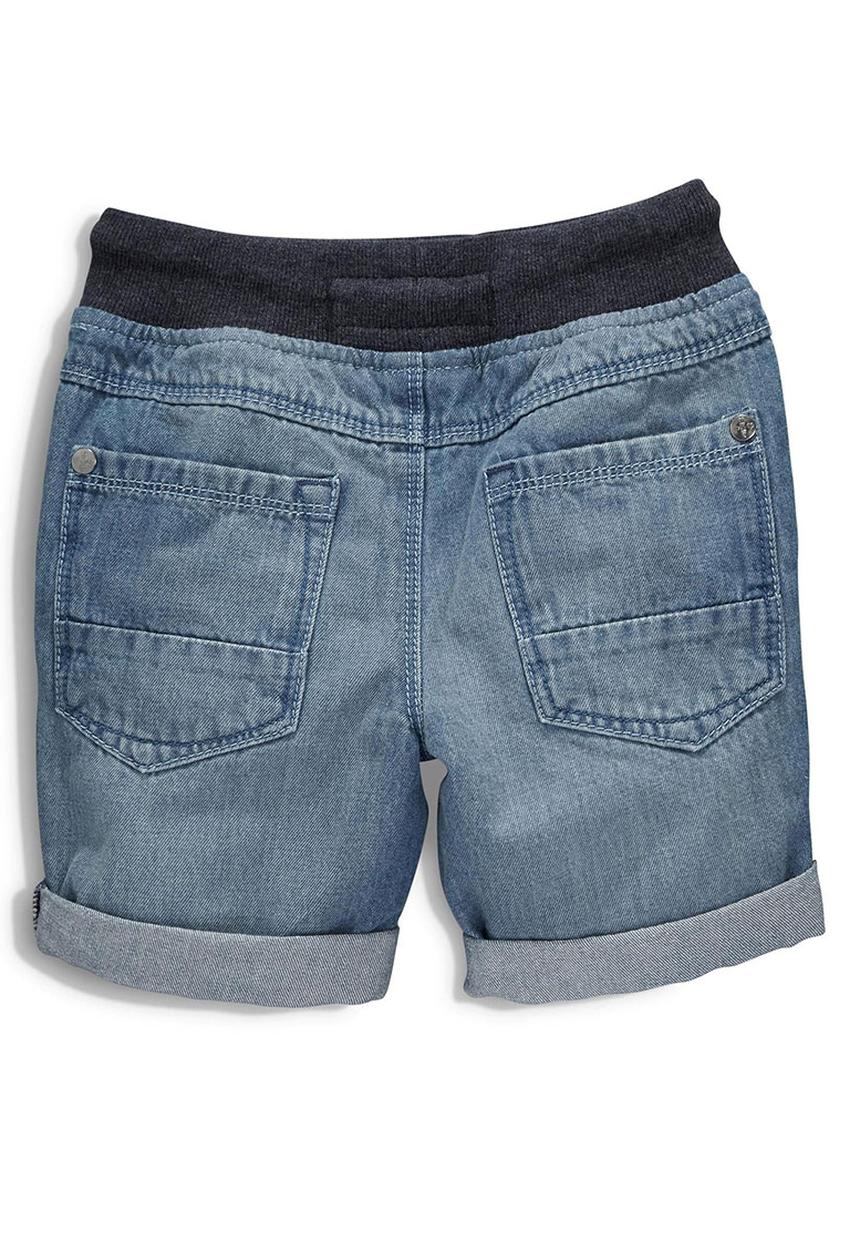 Next - Rib Waist Denim Shorts Mid Blue