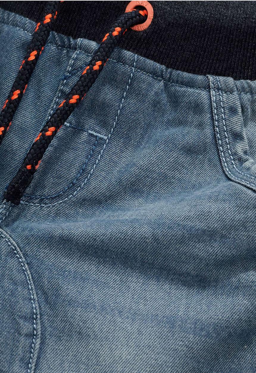 Next - Rib Waist Denim Shorts Mid Blue