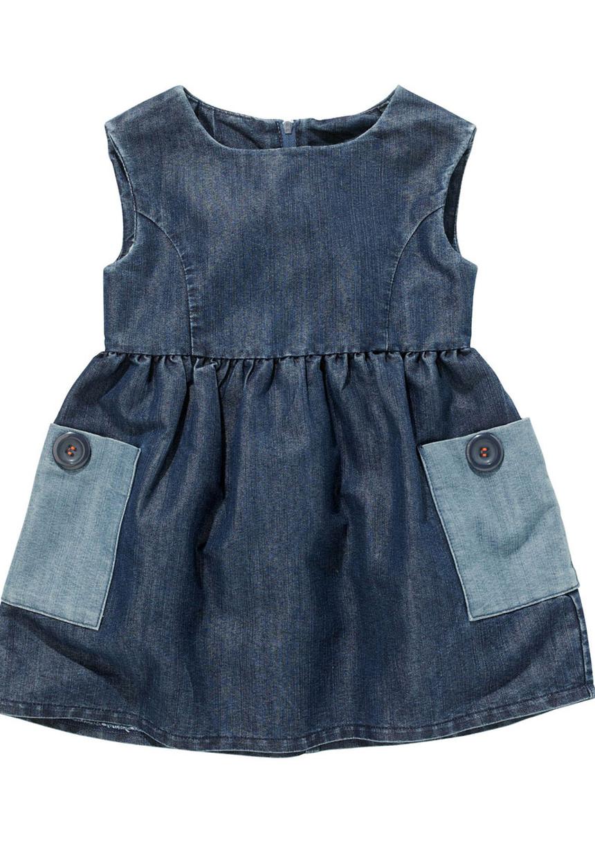 Next - Mixed denim dress Mid Blue