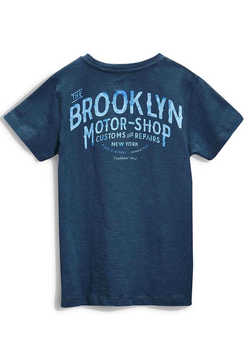 Next - Motorbike Print T-shirt Mid Blue