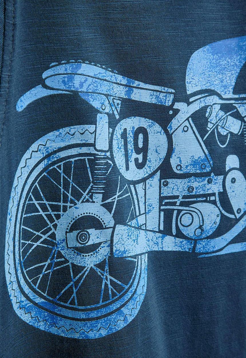Next - Motorbike Print T-shirt Mid Blue