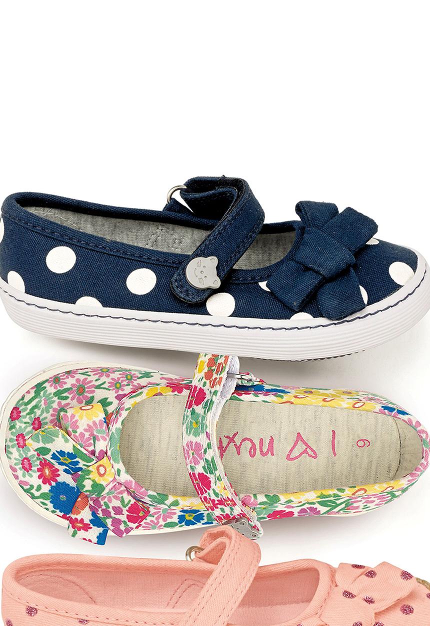 Next - Printed Pumps with Bow Blue/White Blue and White