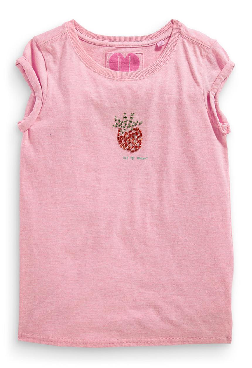 Next - Pink beaded strawberry t-shirt Mid Pink