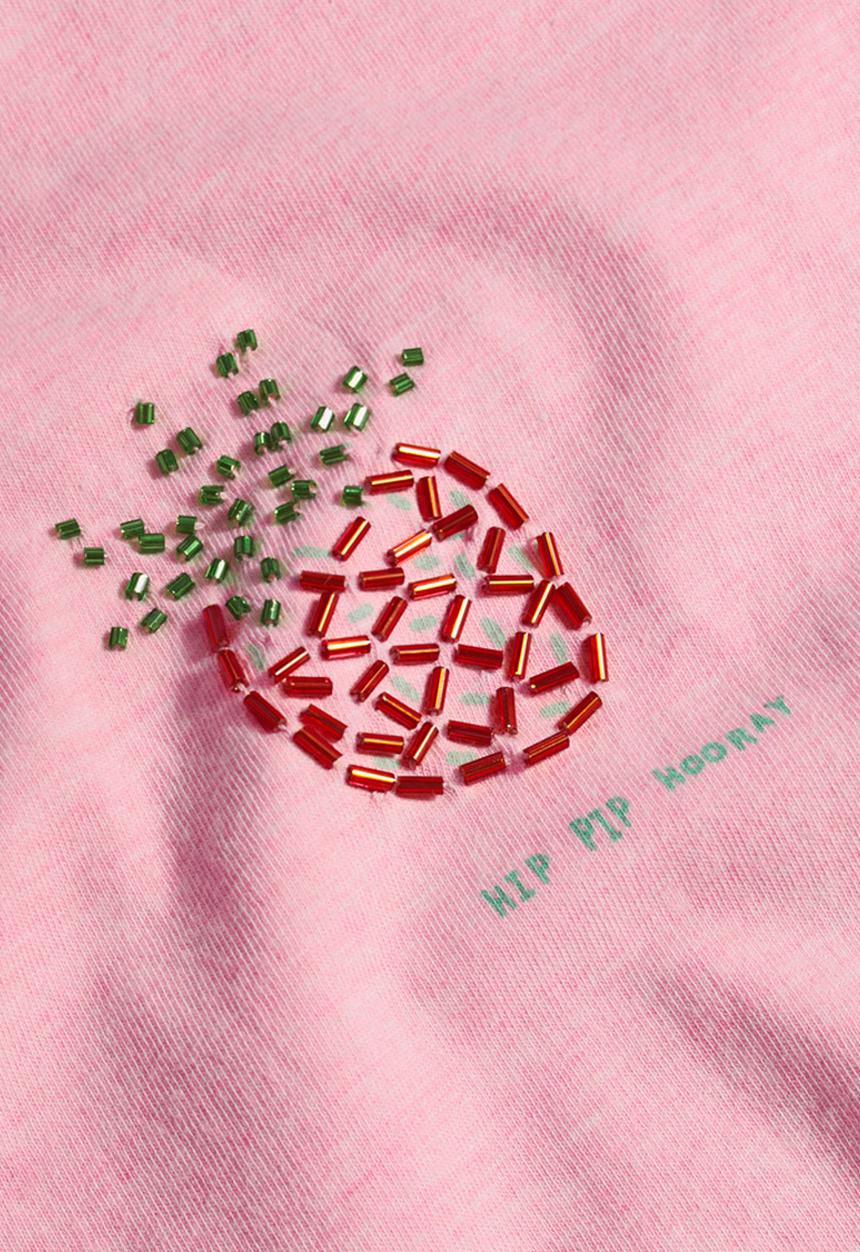 Next - Pink beaded strawberry t-shirt Mid Pink