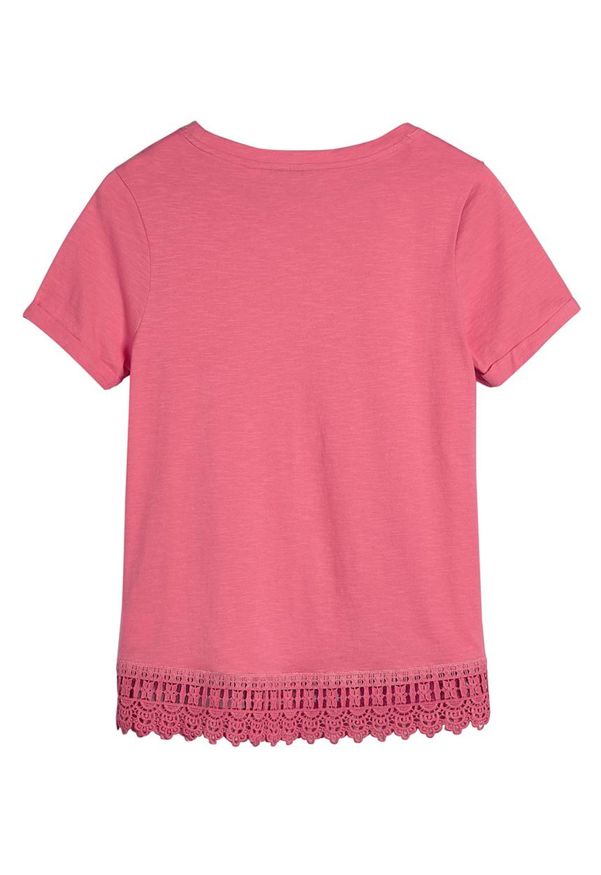 Next - Lace Trim T-shirt Pink Mid Pink