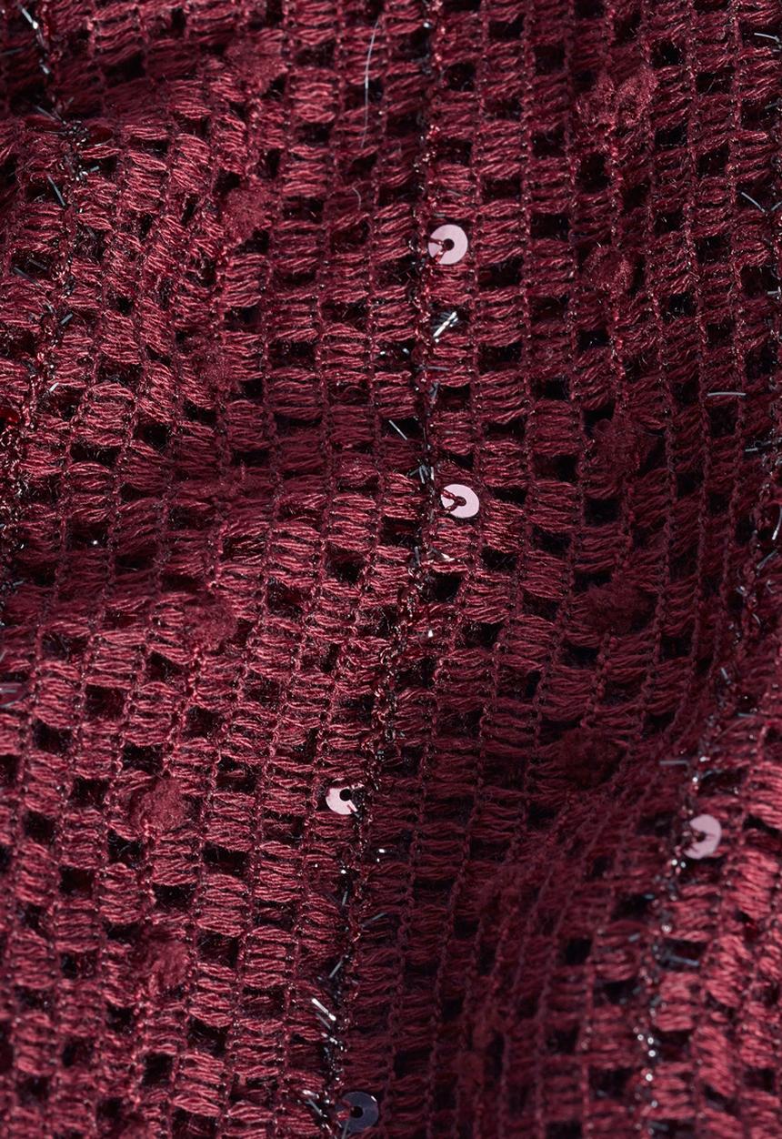 Next - Sequin Crochet Top Berry Red