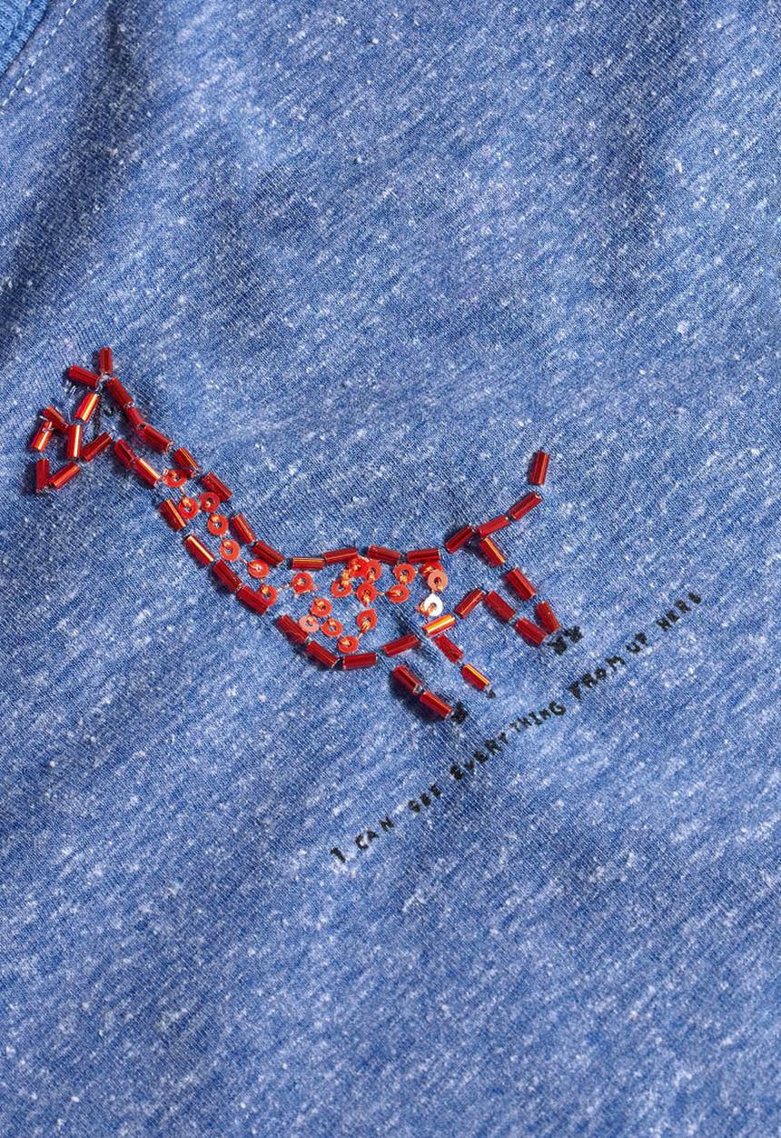 Next - Giraffe beaded t-shirt Mid Blue