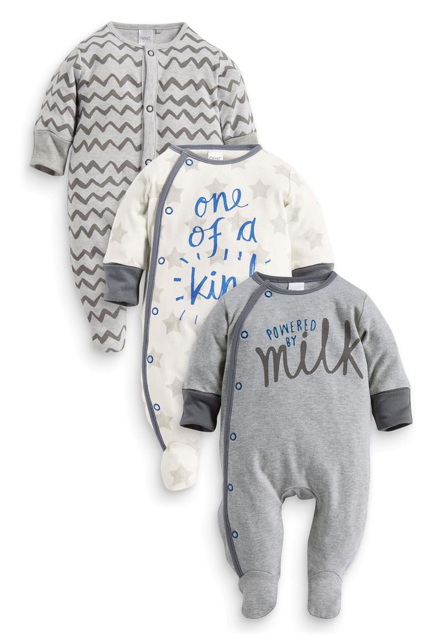 Next - 3-pack Slogan Sleepsuits Multi-colour