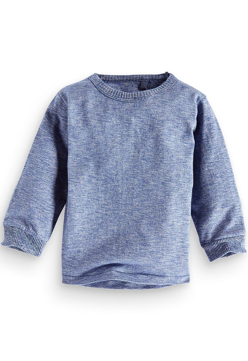 Next - Long sleeve blue marl t-shirt Mid Blue