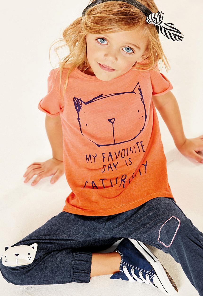 Next - Caturday dip dye t-shirt Orange