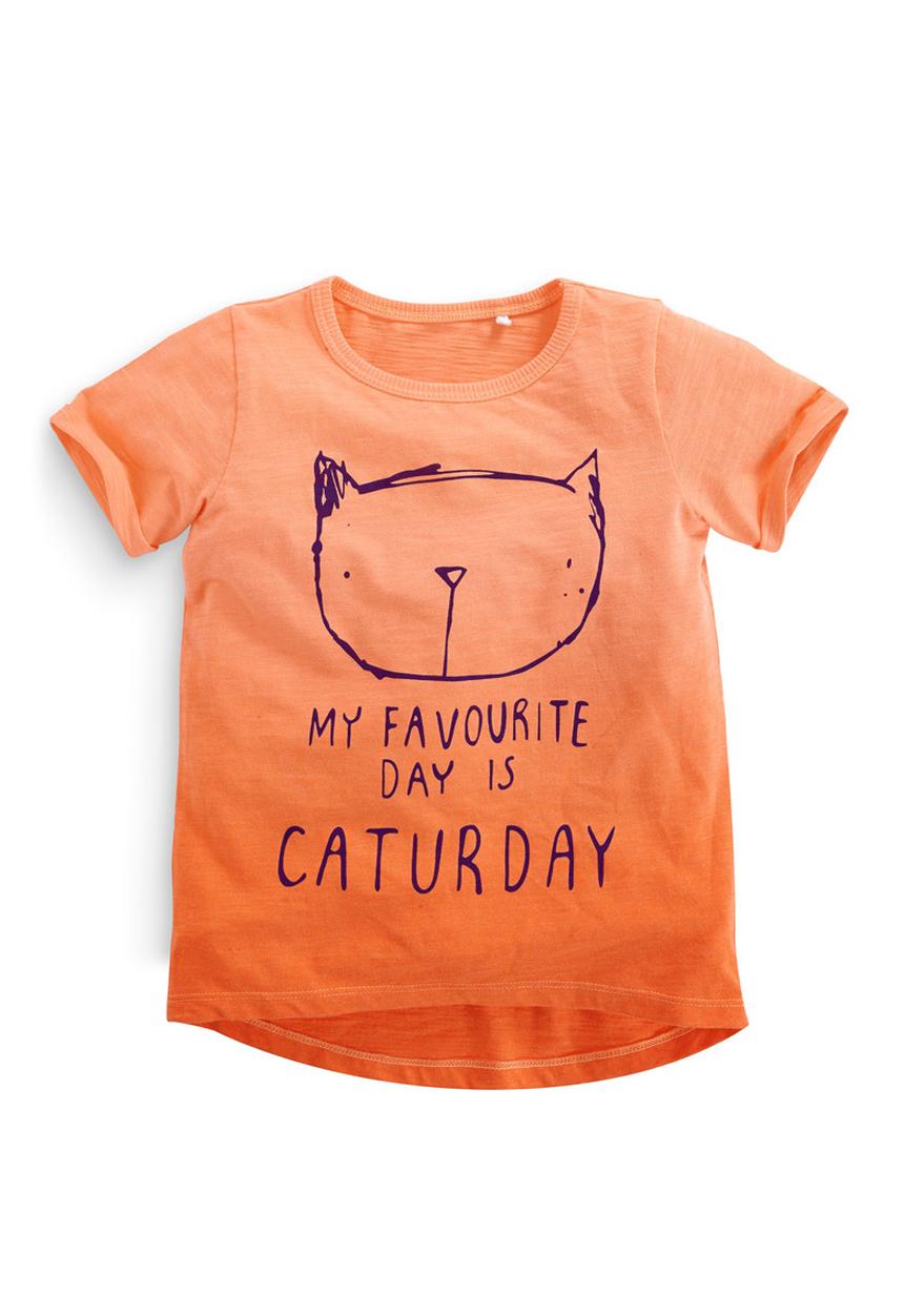 Next - Caturday dip dye t-shirt Orange